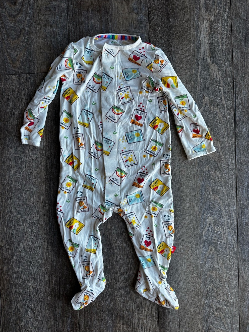 Magnetic Me White Footed One-Piece with Colorful Patch Motifs